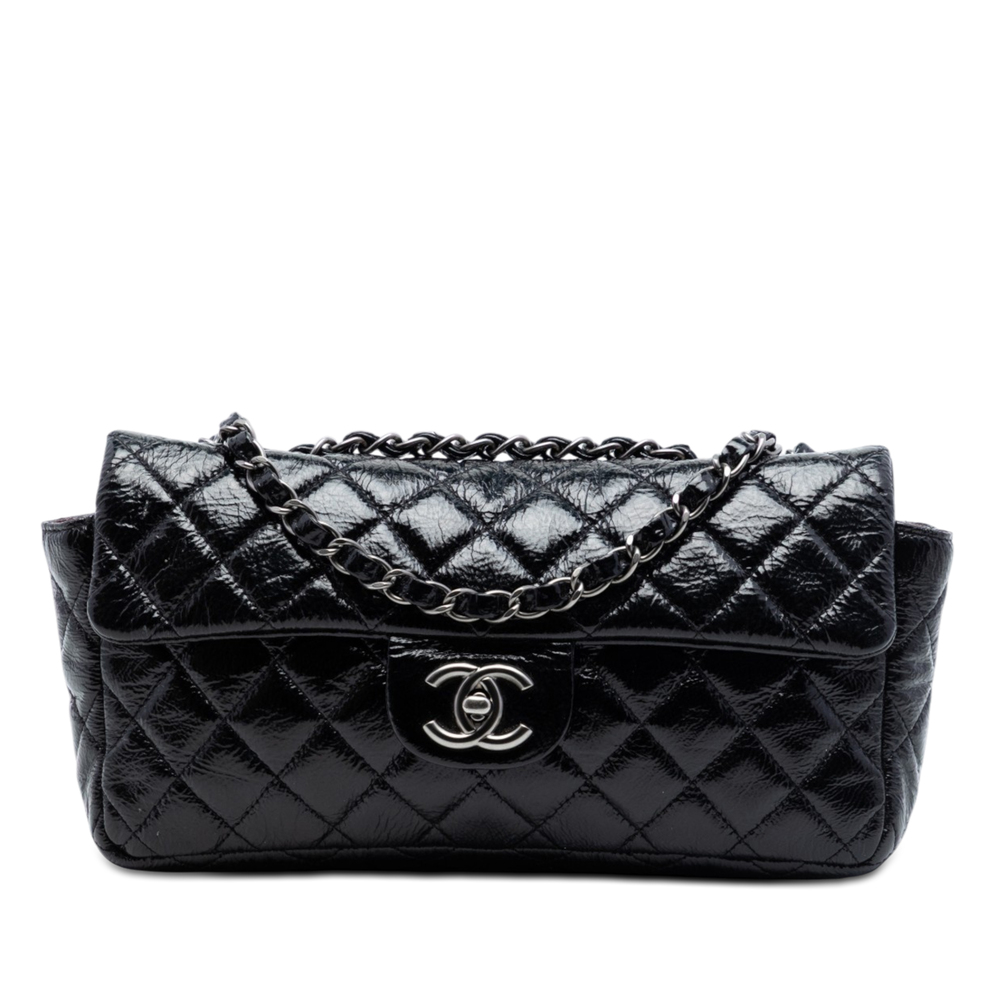 Pre-Loved Chanel Quilted Crinkled Patent East West Single Flap